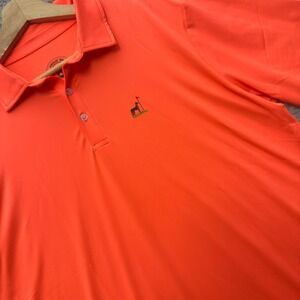 Proud 90 Golf Is Fun Polo Shirt Mens L Orange Short Sleeve Stretch Fabric